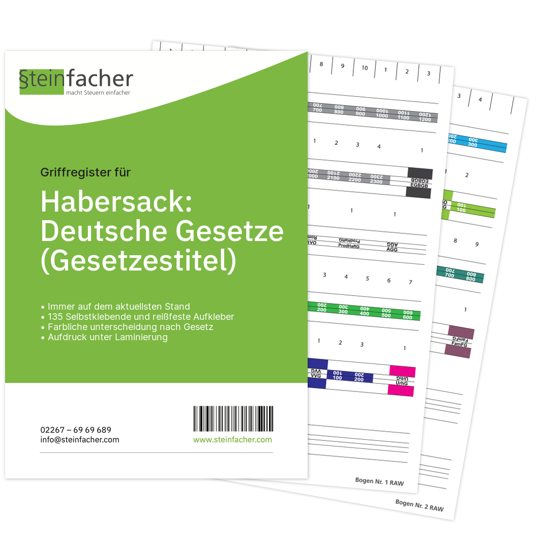 Griffregister für Habersack: Deutsche Gesetze (Gesetzestitel)
