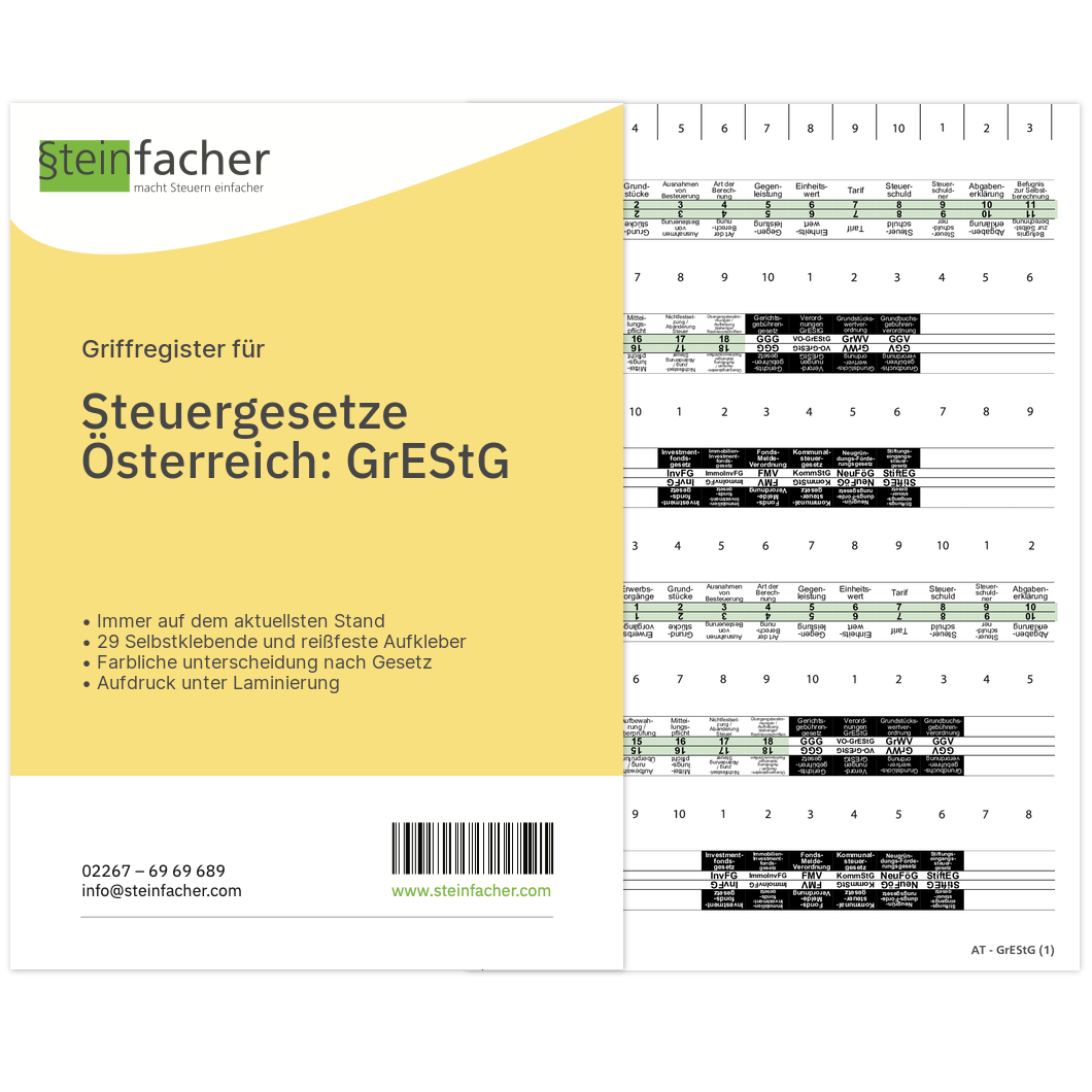 Griffregister AT: Grunderwerbsteuergesetz (GrEStG) und andere Gesetzesbezeichnungen