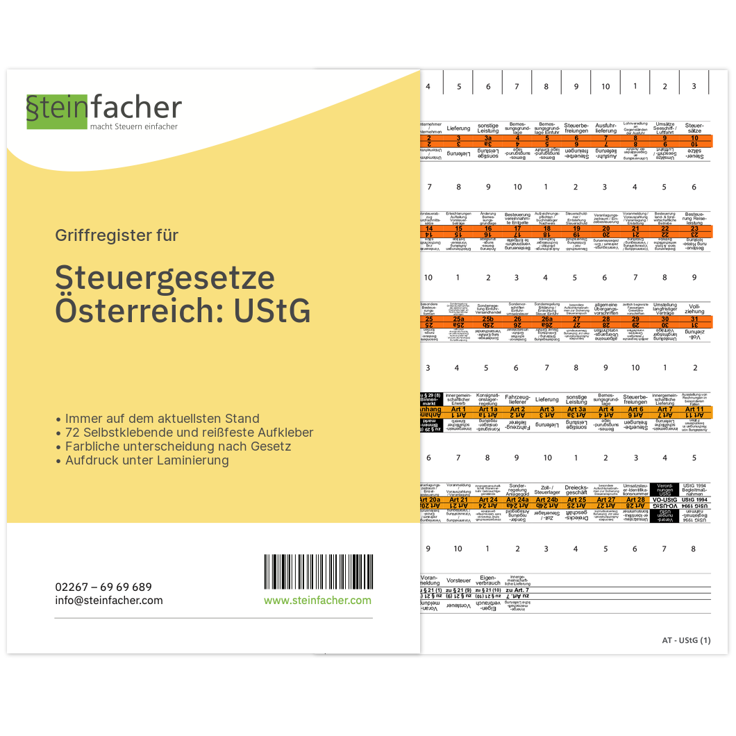 Griffregister AT: Umsatzsteuergesetz (UStG) und Verordnungen (VO-UStG)