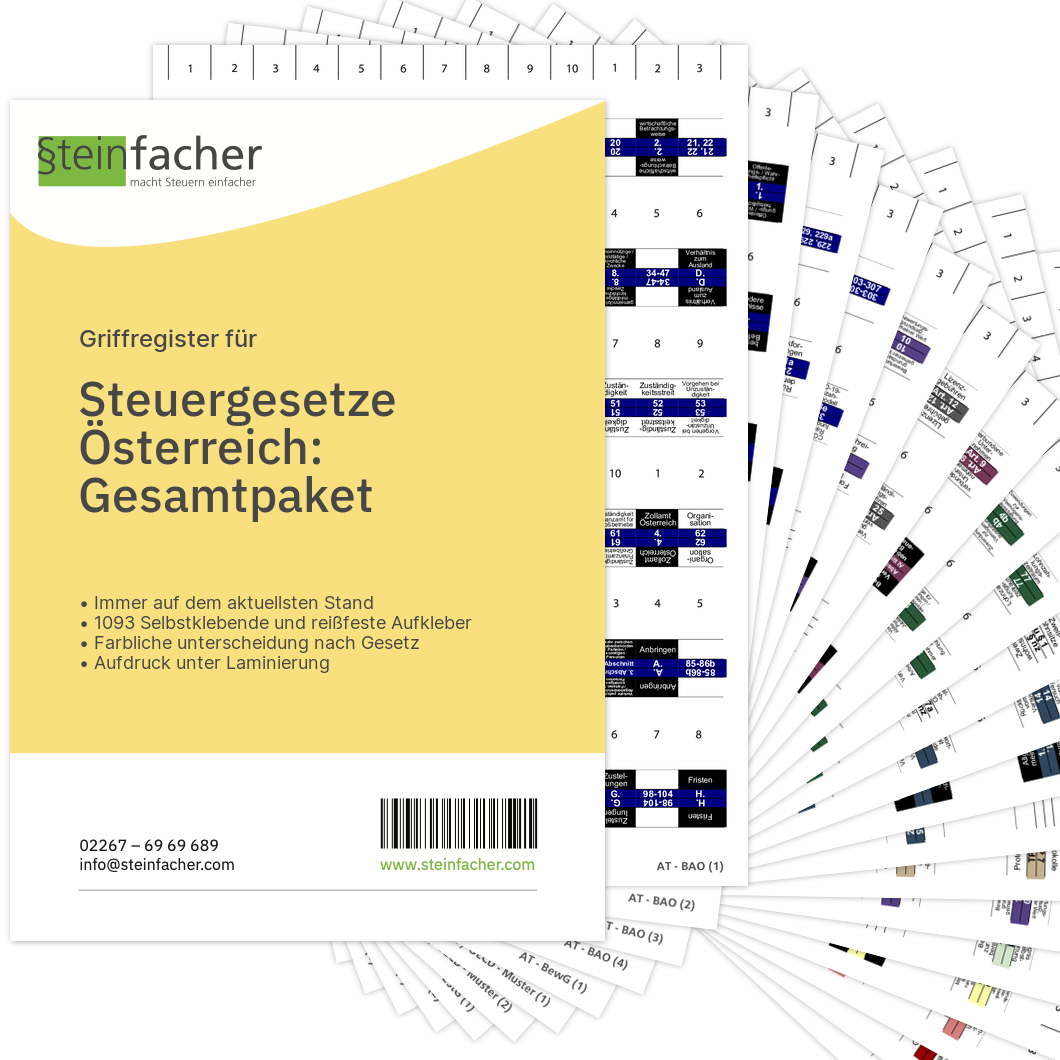 Griffregister Gesamtpaket Steuergesetze Österreich