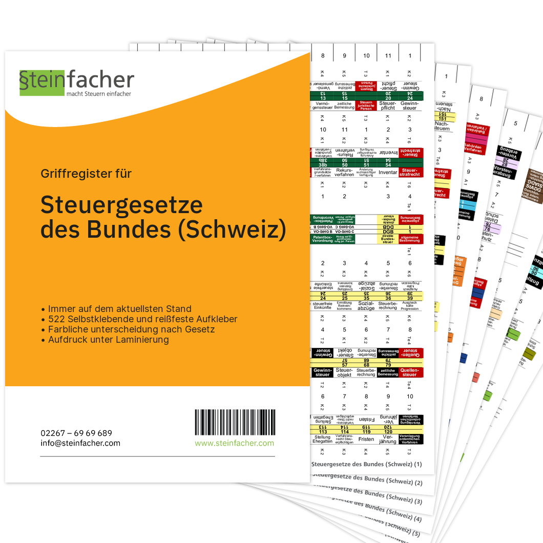 Steuergesetze des Bundes (Schweiz) - Steinfacher Griffregister