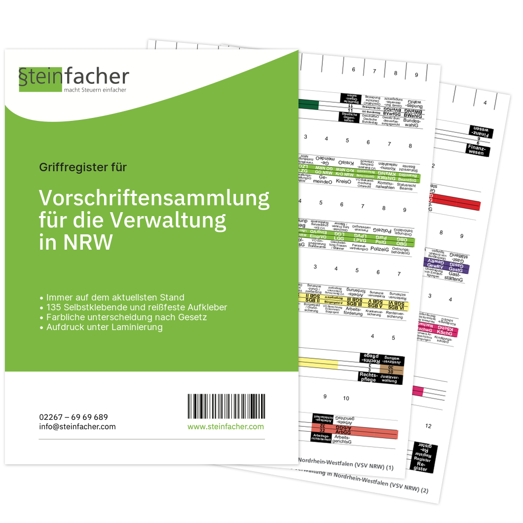Griffregister für Vorschriftensammlung der Verwaltung in NRW